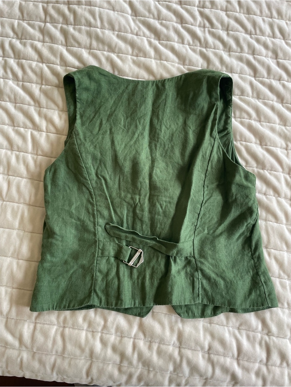 J. Crew Olive Green Linen Button-Front Crop Vest - Picture 3 of 3